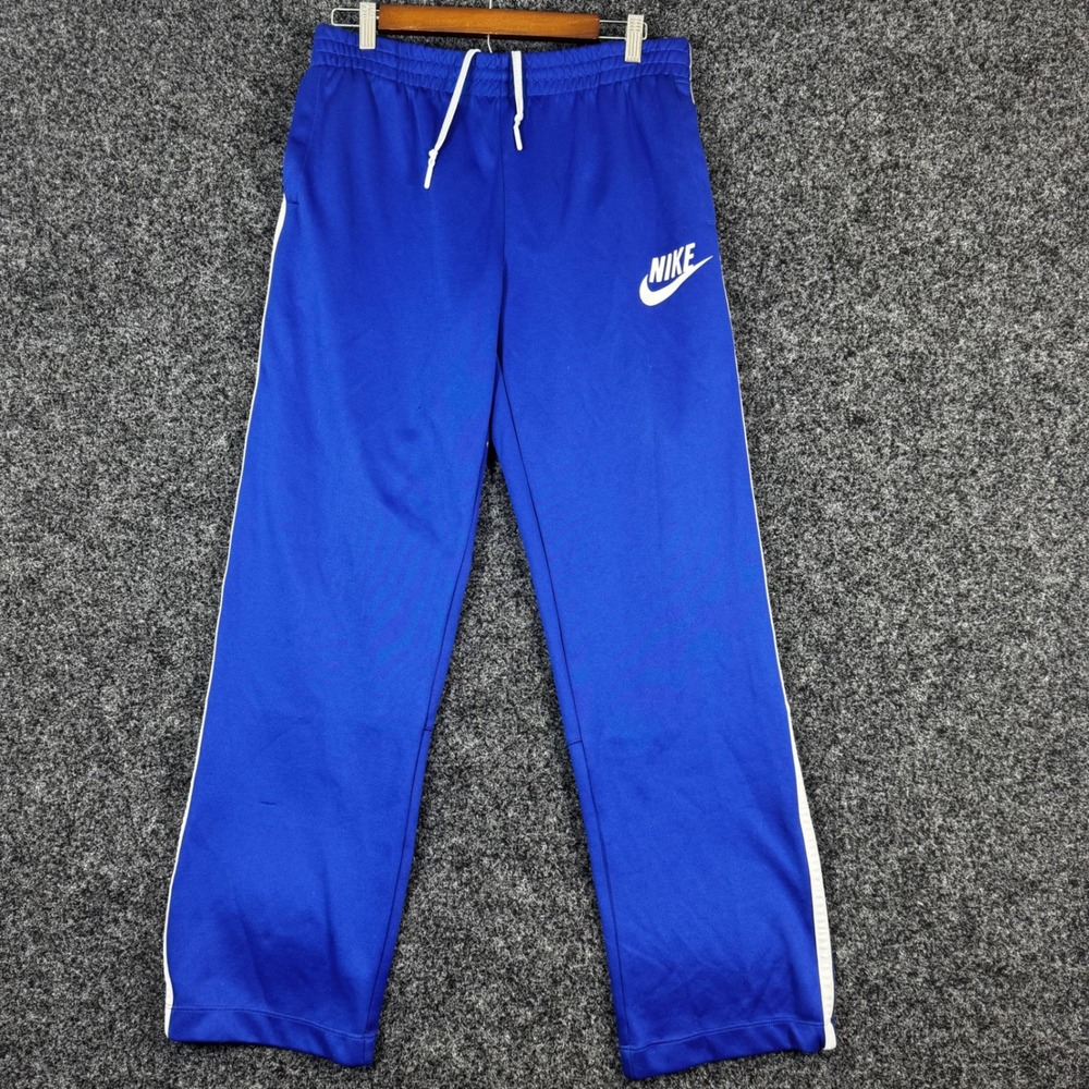 Nike Sportswear Mens Track Pants Blue White Stripe Drawstring Medium RN56323